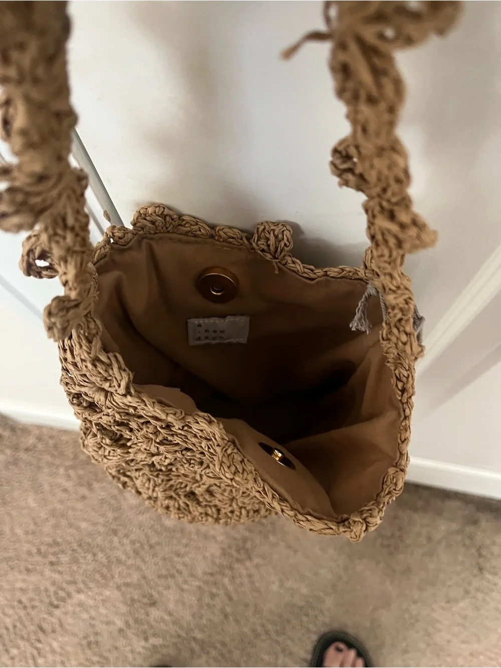 Handcrafted Crochet Shoulder Bag in Tan